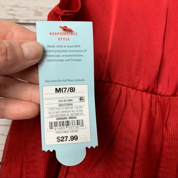 NWT Cat & Jack Flutter Sleeve Satin Tulle Dress - Picture 3 of 7